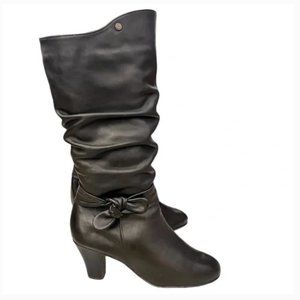 blondo heeled black boots ruched bow size 6 like new no tags